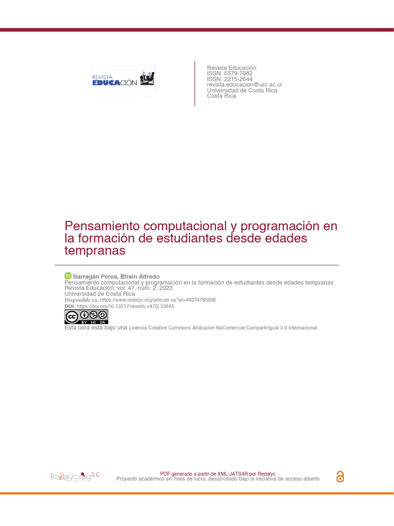 Pensamiento Computacional y Programación en La Formación de Estudiantes ...