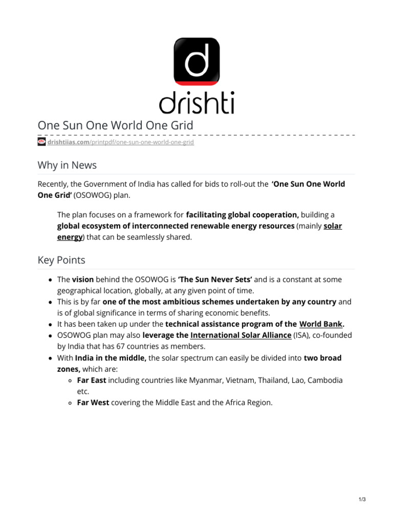 One Sun One World One Grid | PDF | Electrical Grid | Infrastructure