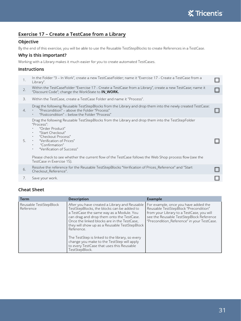 Exercise 17 – Create a TestCase from a Library | PDF | Computing ...