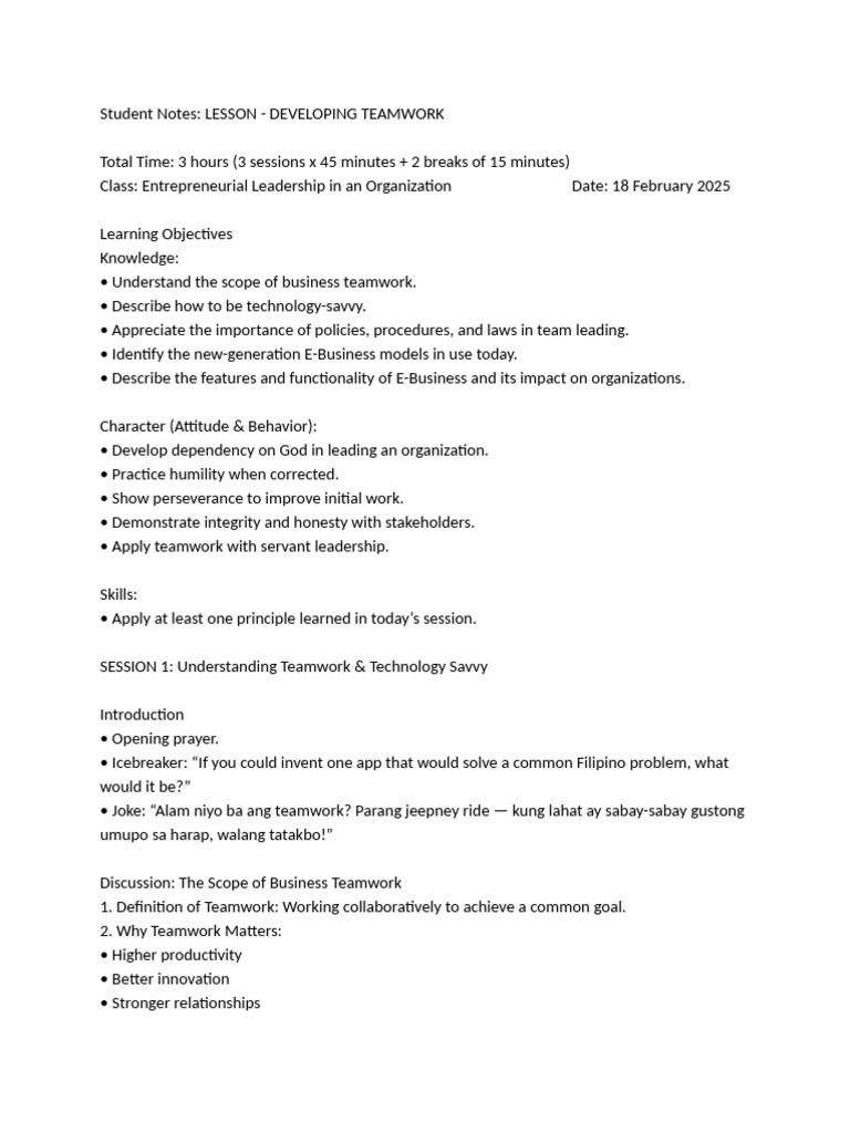 Teamwork and Technology in Leadership | PDF | Leadership