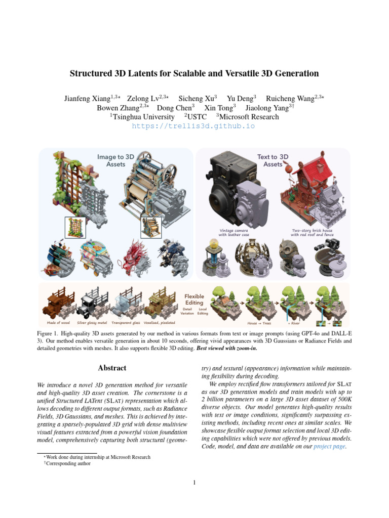 SLAT: Unified 3D Generation Method | PDF | 3 D Computer Graphics | Voxel