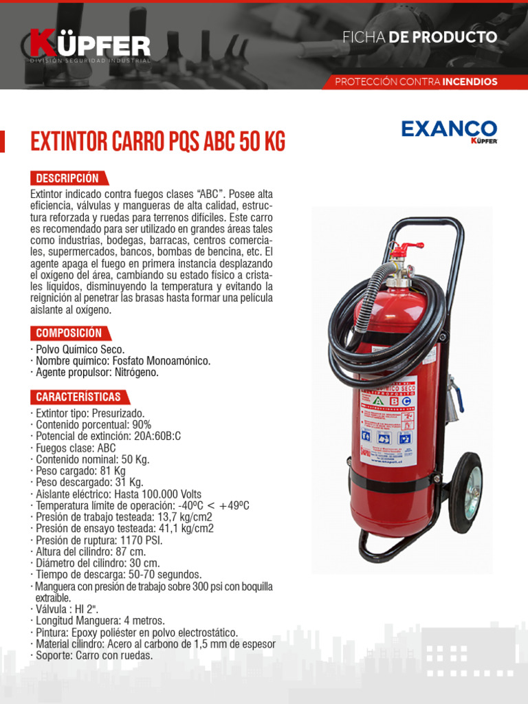 Extintor Carro PQS ABC 50 Kg: Seguridad Industrial | PDF | Materiales