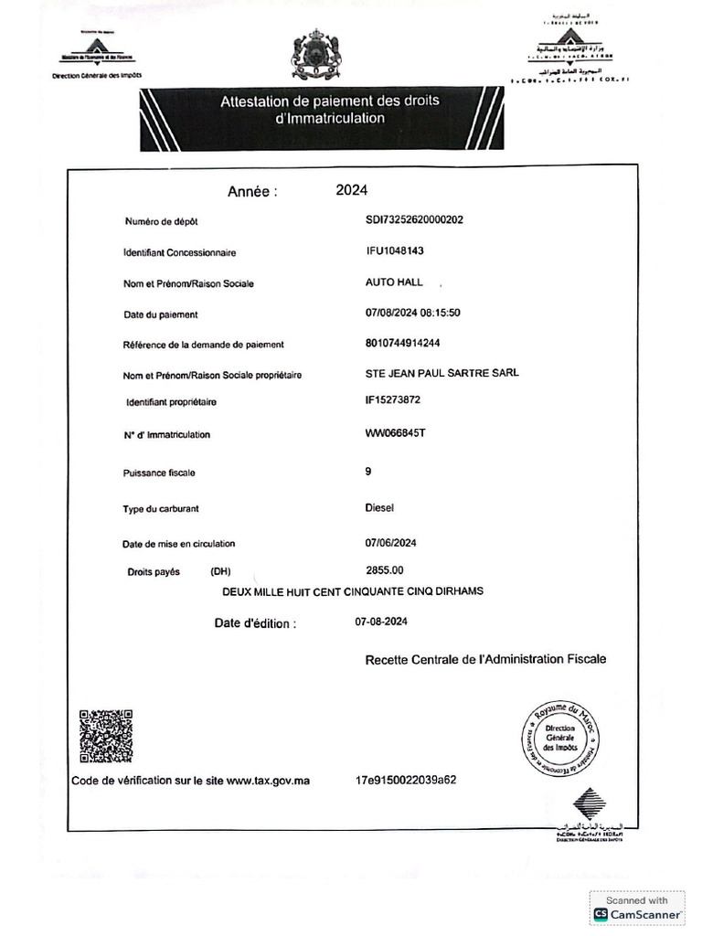 Attestation de Paiement | PDF