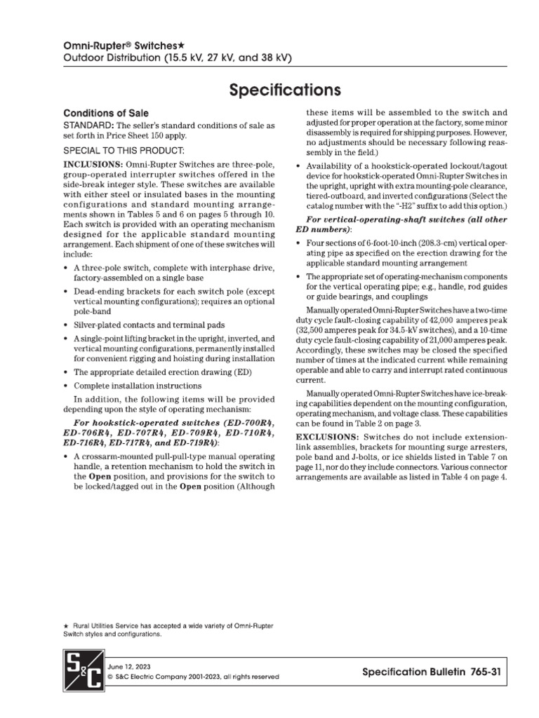 Outdoor Distribution Switches 900 A | PDF