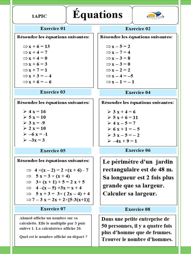 Exercices de mathématiques 1ère année | PDF