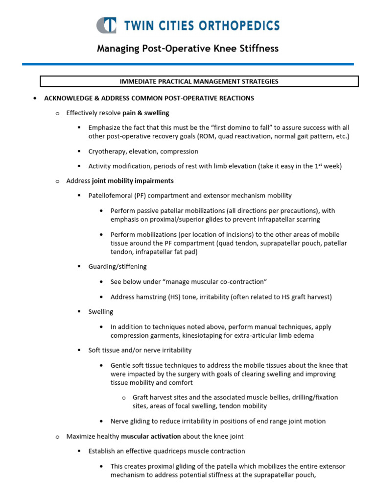术后膝关节僵硬 | PDF | Knee | Musculoskeletal System