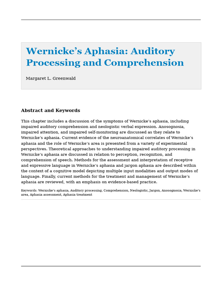 Wernicke-Aphasia (Rendes PDF | PDF | Aphasia | Speech