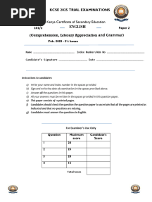 Kcse 2025 Trial English Paper 2 Examinations