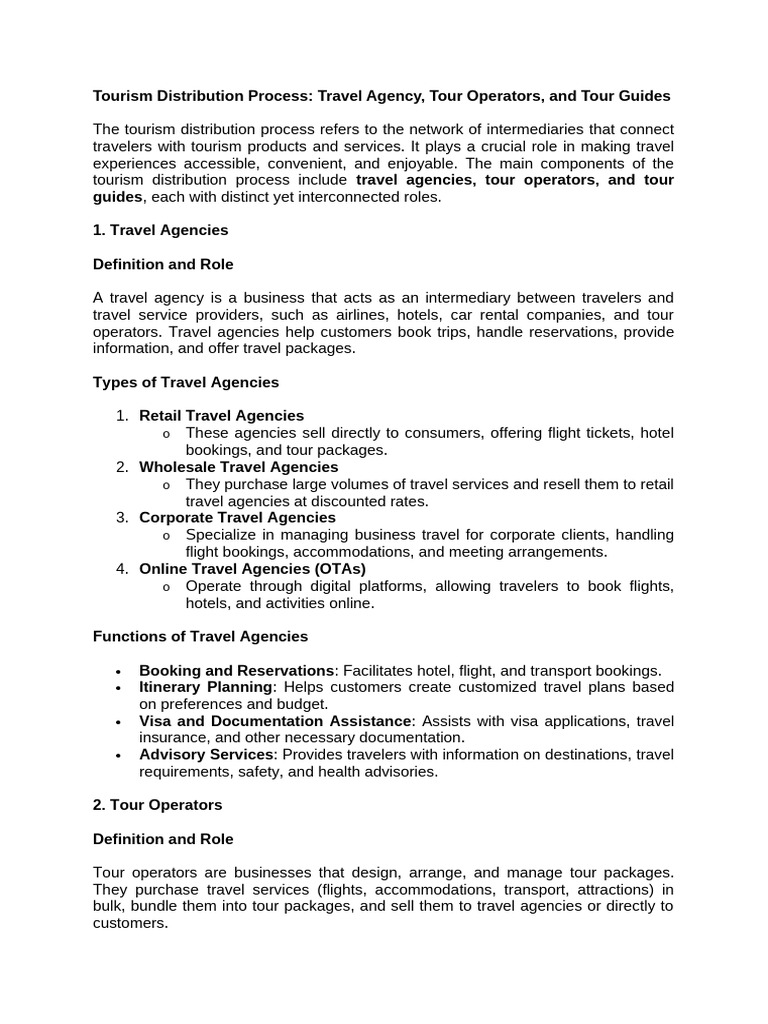 Understanding Tourism Distribution Roles | PDF | Travel Agency | Tourism