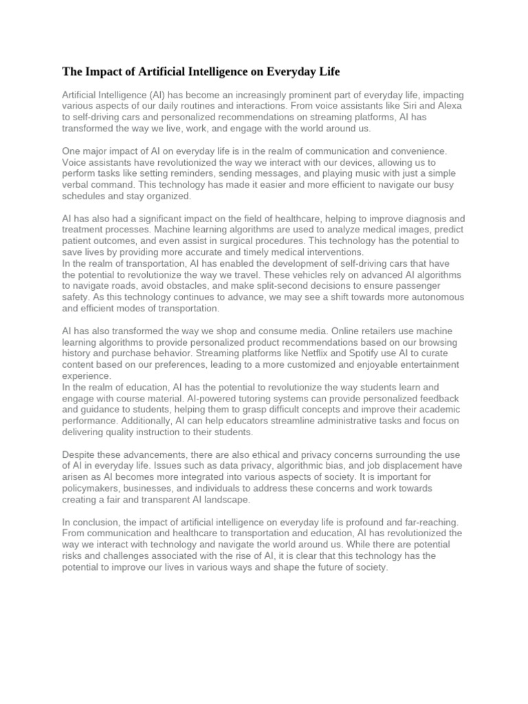 AI's Transformative Role in Daily Life | PDF | Artificial Intelligence ...