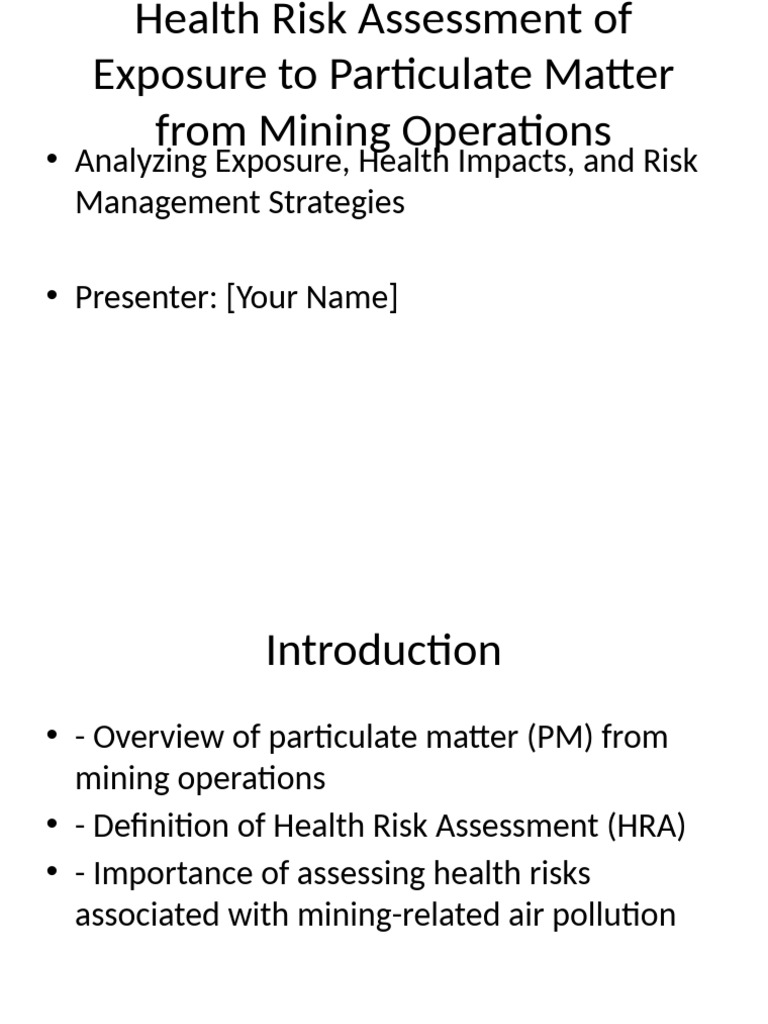 Mining Health Risk Assessment Overview | PDF | Mining | Particulates
