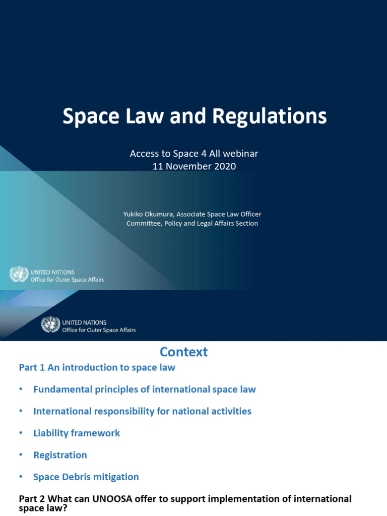 Overview of International Space Law | PDF | Space Debris | Outer Space