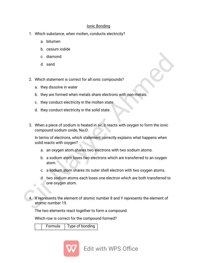 Ionic Bonding and Properties of Compounds | PDF | Ion | Chemical Bond