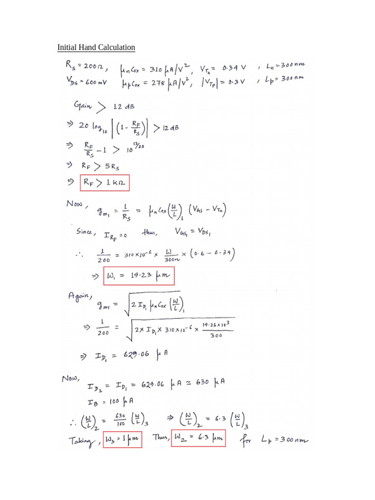 Initial Hand Calculation | PDF