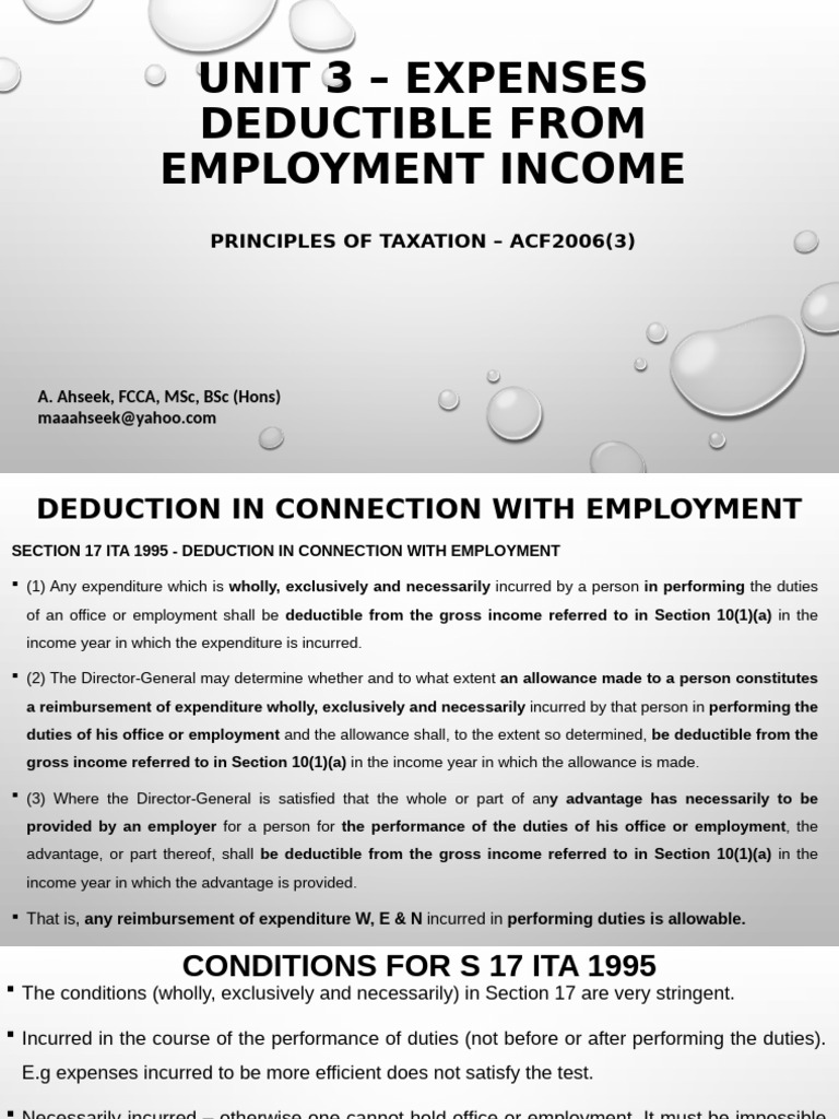 Employment Income Expense Deductions | PDF | Expense | Tax Deduction