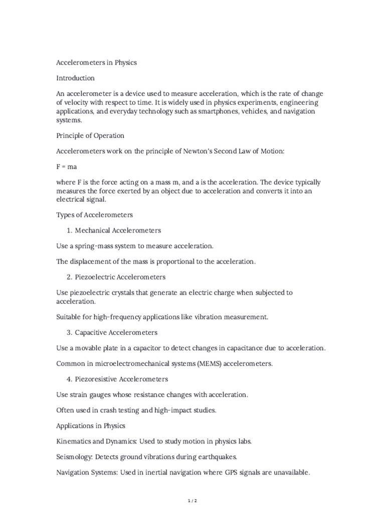Accelerometer In Physics Pdf