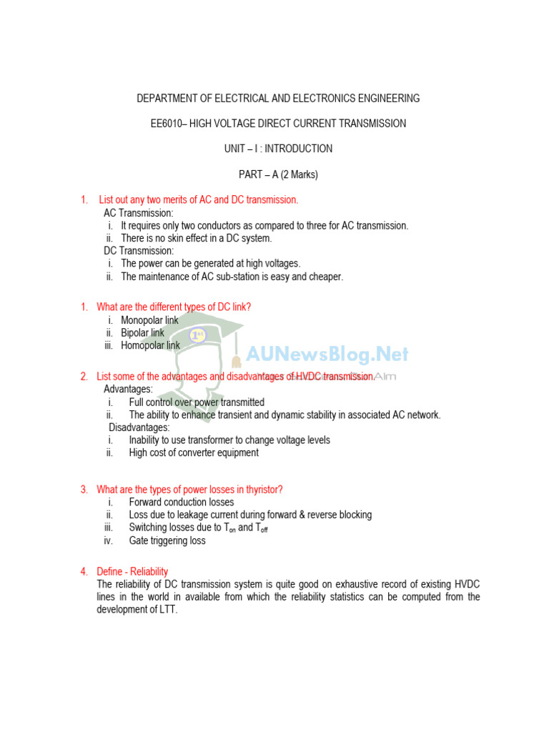 HVDC Transmission System Overview | PDF | High Voltage Direct Current ...