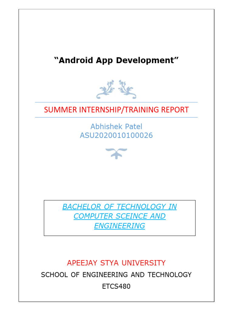 Android App Development Internship Report | PDF | Android (Operating ...