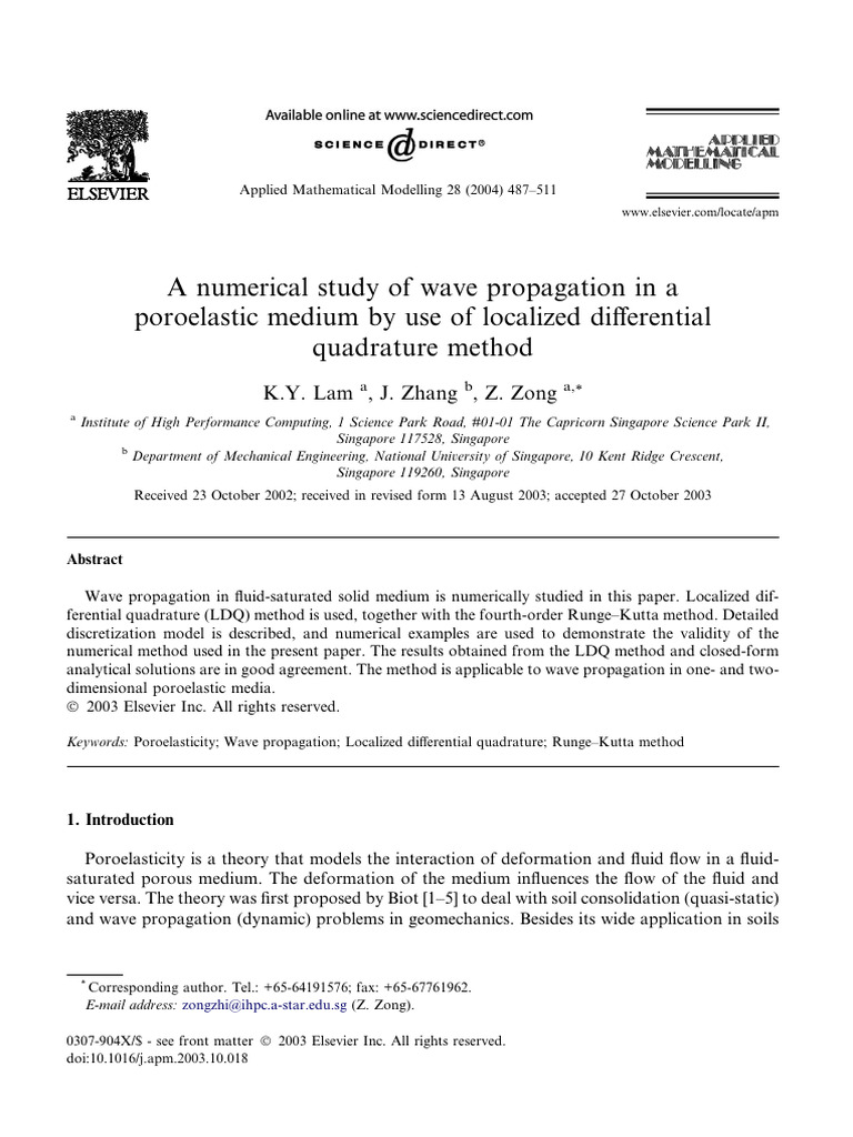 A Numerical Study of Wave Propagation in A Poroelastic Medium by Use of ...