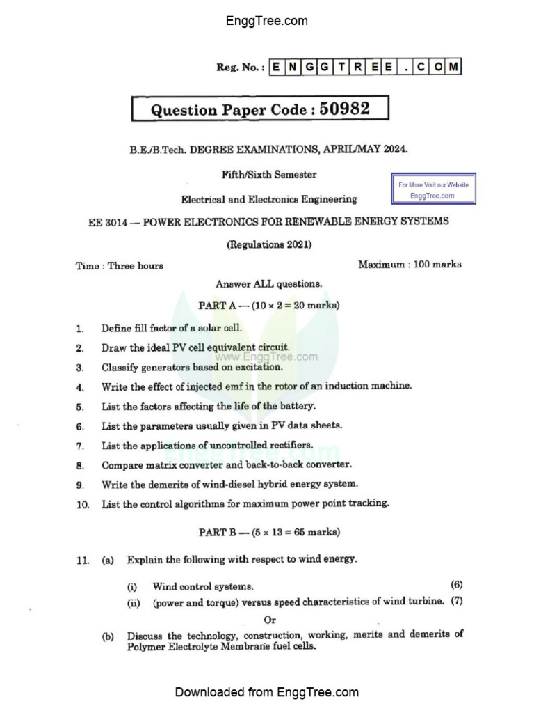 EE3014 Power Electronics For Renewable Energy Systems Apr May 2024 ...
