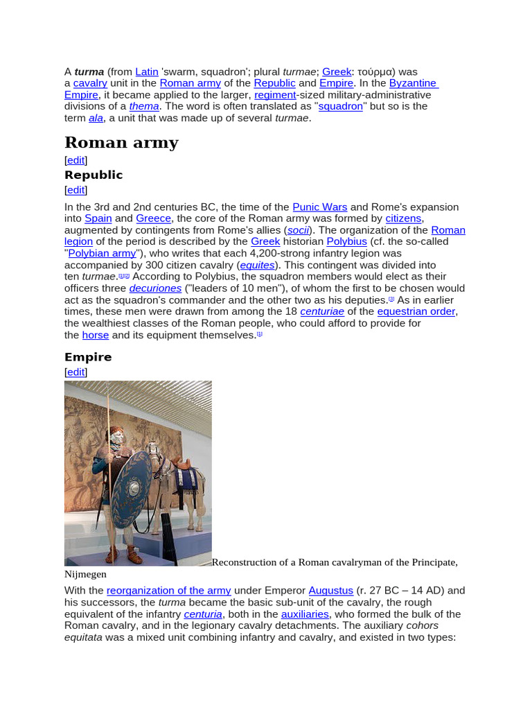 Roman Turma: Cavalry Unit Overview | PDF | Ancient Europe | Military ...