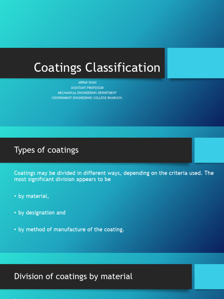 Coatings Classification | PDF | Metals | Coating