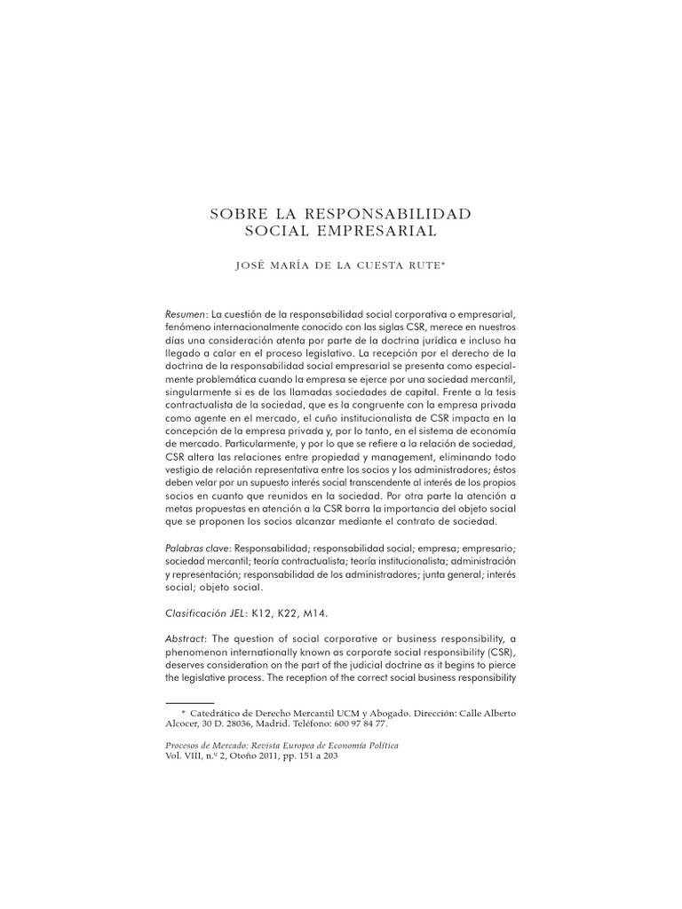 Sobre La Responsabilidad Social Empresarial | PDF | Sociedad de ...