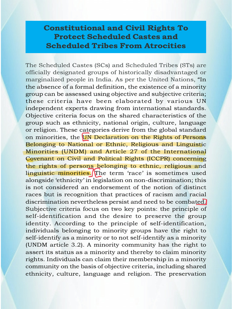 Protecting SC/ST Rights in India | PDF | Minority Group | Social Policy