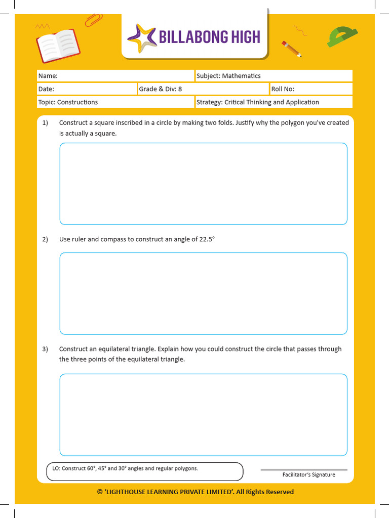 Geometry Constructions for Grade 8 | PDF | Circle | Triangle