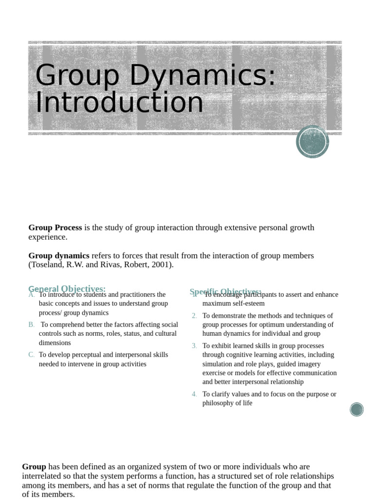 Understanding Group Dynamics and Processes | PDF | Self Esteem | Leadership