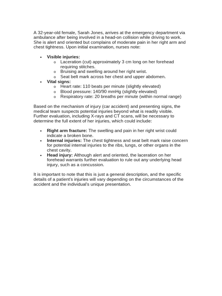 Medical Report Car Accident | PDF