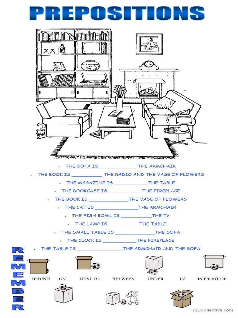 Prepositions Practise With Items in A Room | PDF