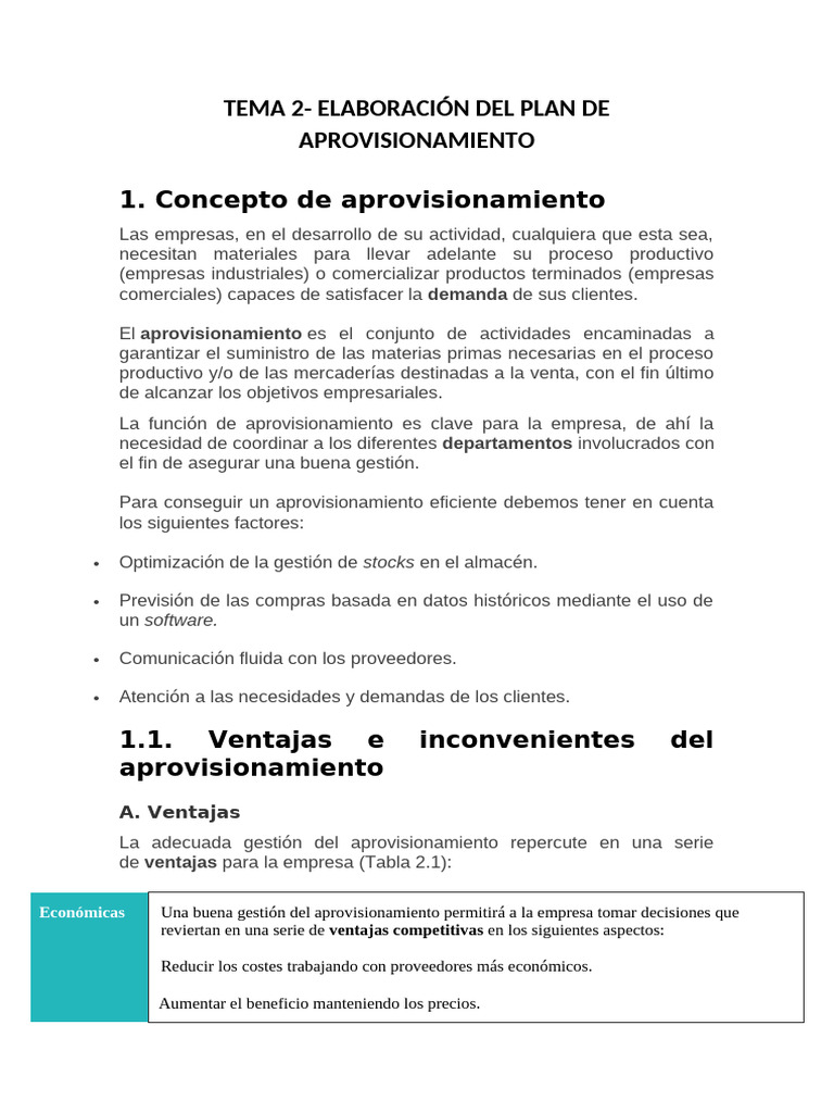 Plan de Aprovisionamiento Eficiente | PDF | Obtención | Business