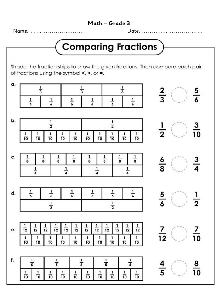 More Fractions Worksheet G3 | PDF