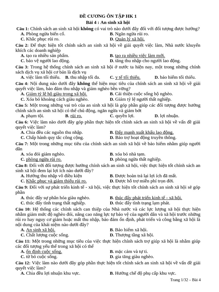 De Cuong On Tap Cuoi Ki 1 Khoi 12 | PDF