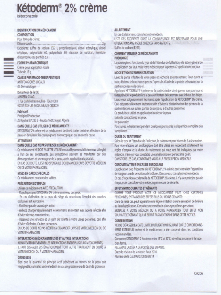 Notice Ketoderm 0.02 Creme Derm. T 15g | PDF | Sodium