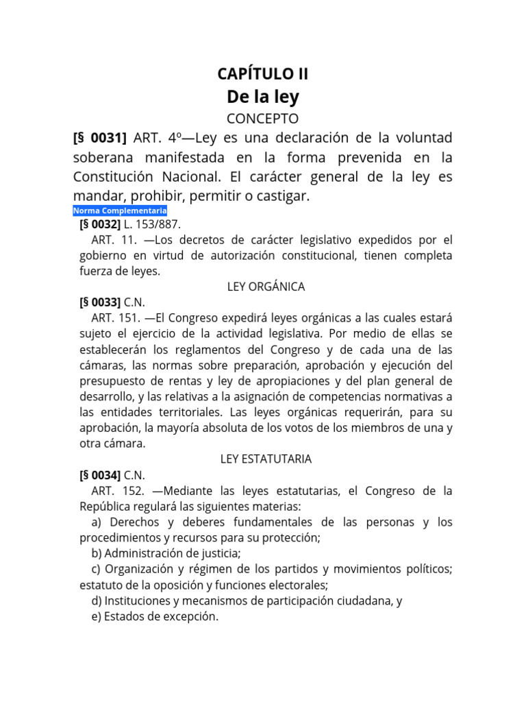 Concepto y Tipos de Leyes en Colombia | PDF | Caso de ley | Constitución