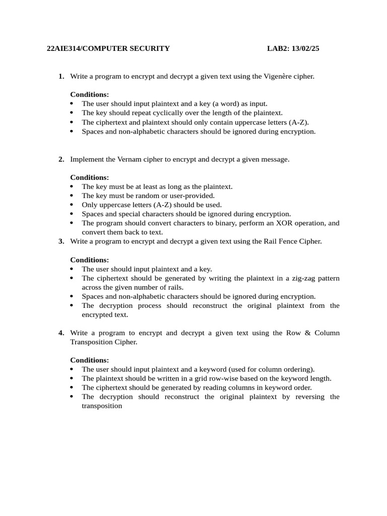 Encryption and Decryption Ciphers Guide | PDF