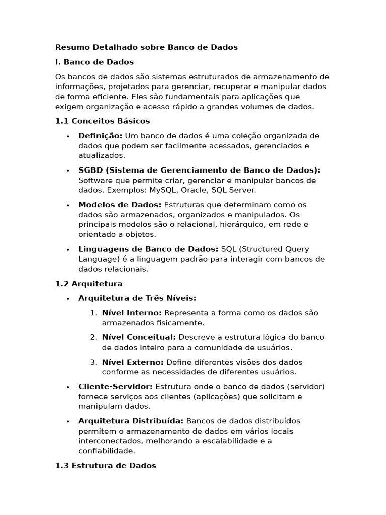 Guia Completo sobre Banco de Dados | PDF | SQL | Bancos de dados