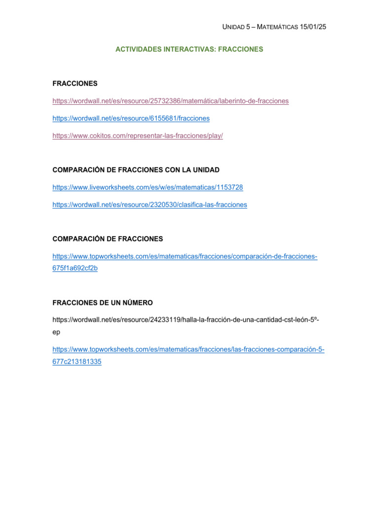Juegos Interactivos de Fracciones 2 | PDF