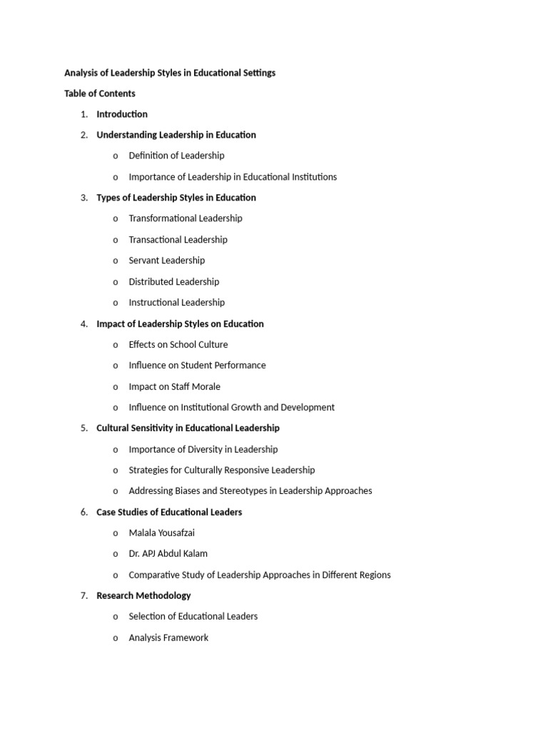 Leadership Styles in Education Analysis | PDF | Leadership ...