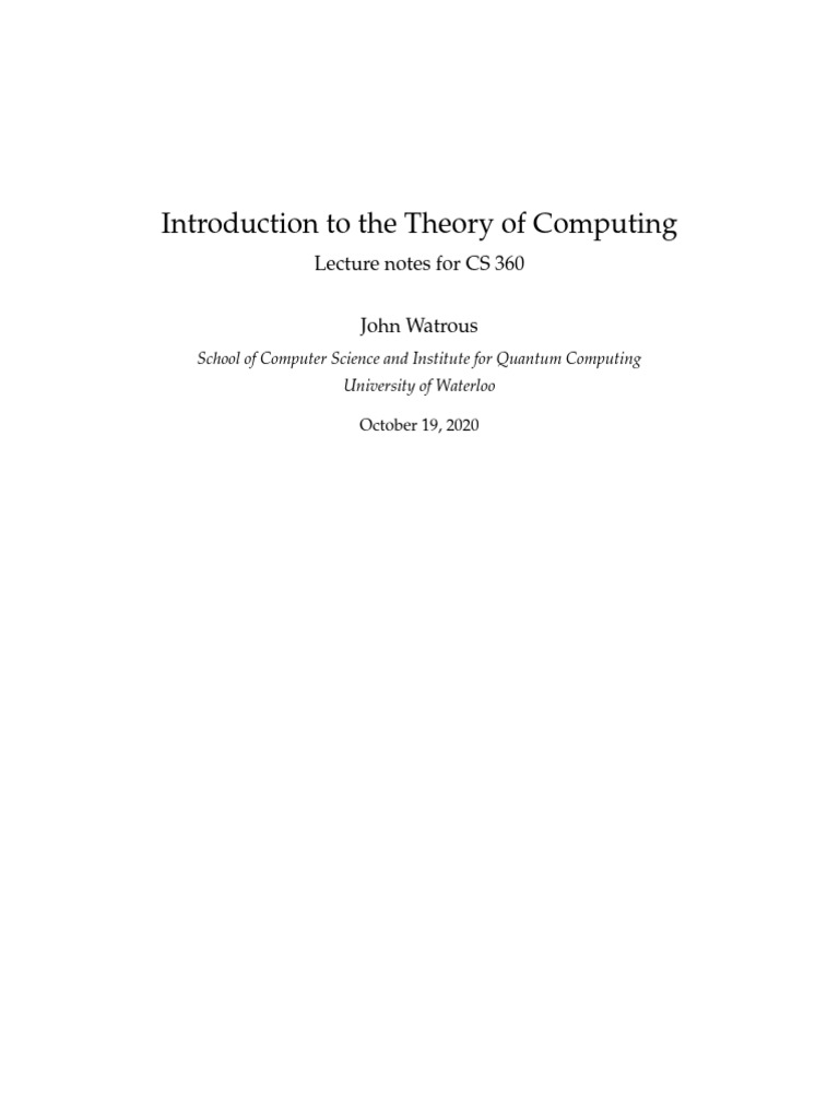 Theory of Computing Lecture Notes | PDF | Set (Mathematics) | Time ...