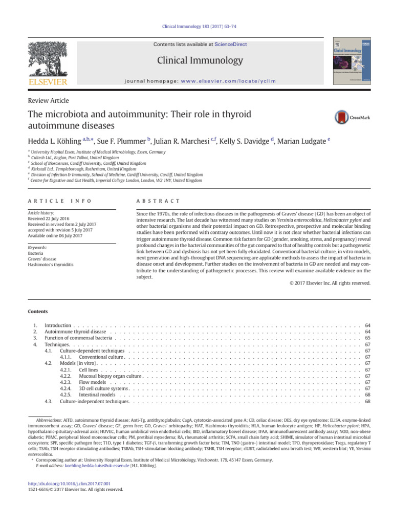 Microbiota's Role in Thyroid Autoimmunity | PDF | Autoimmunity ...