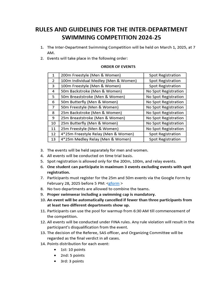 RULES AND GUIDELINES FOR THE INTER-1 | PDF