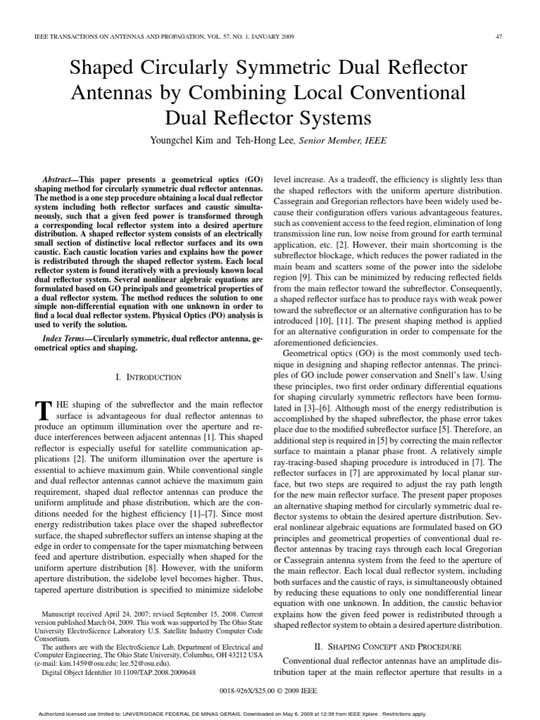 Shaped Circularly Symmetric Dual Reflector Antennas by Combining Local ...