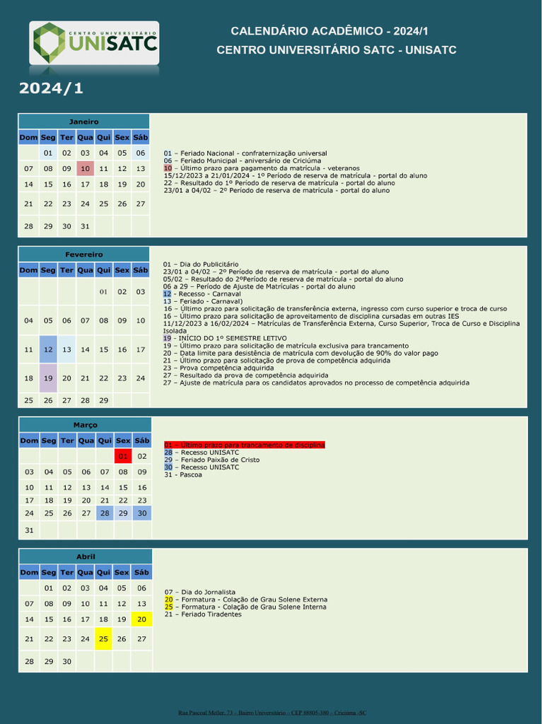 Calendario Academico 2024 | PDF