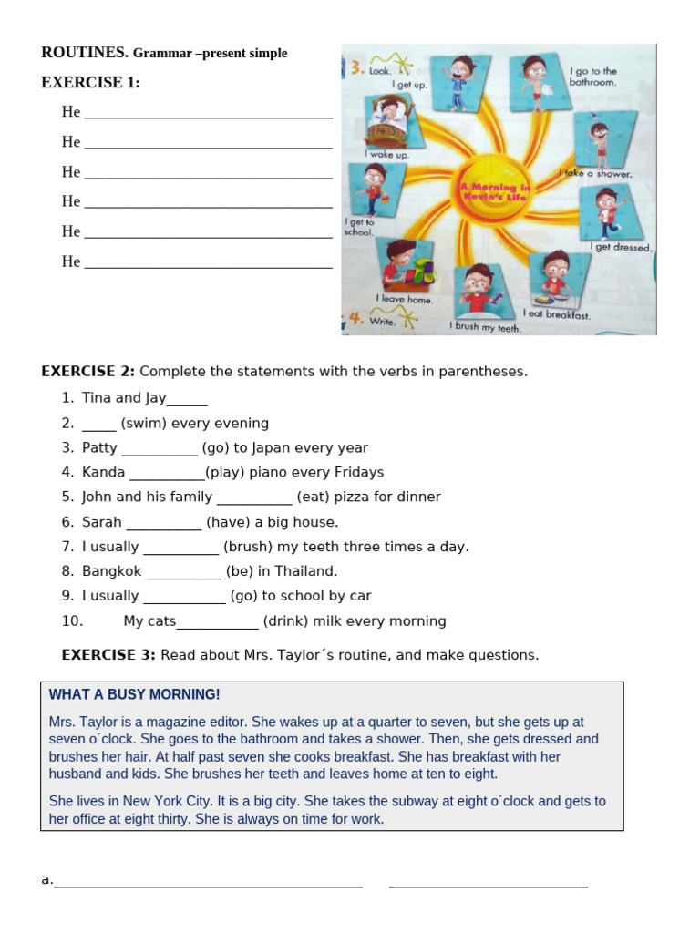Routines. GRAMMAR - Present Simple 5th | PDF | Linguistic Morphology ...