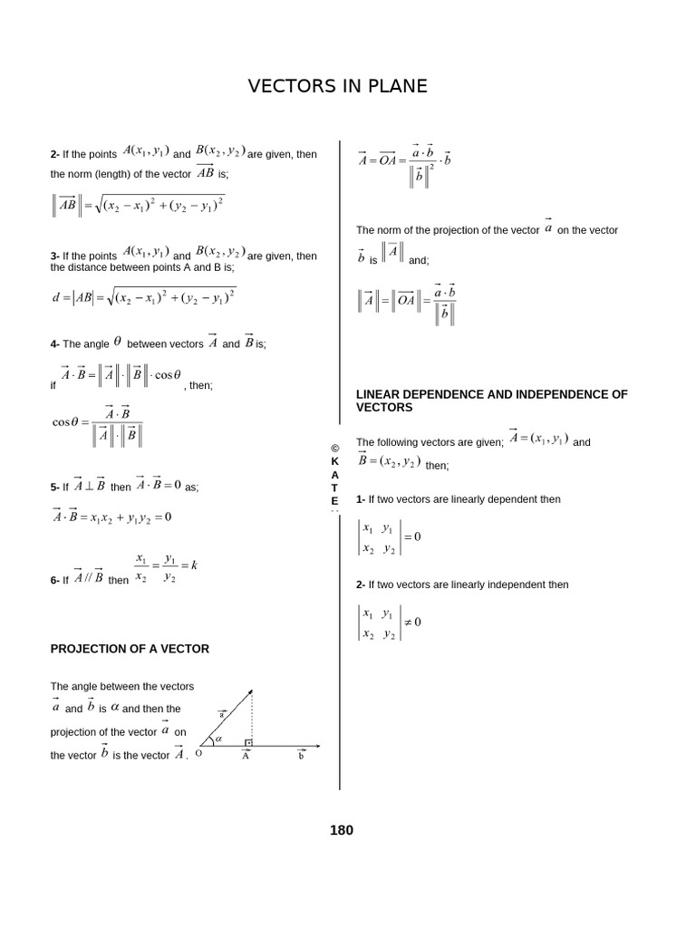 Vectors in Plane: Linear Dependence and Independence of Vectors | PDF