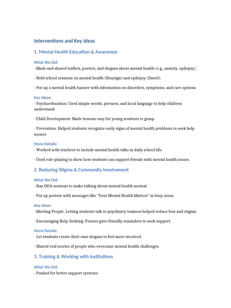 Mental Health Initiatives for Schools | PDF | Mental Health | Mental ...