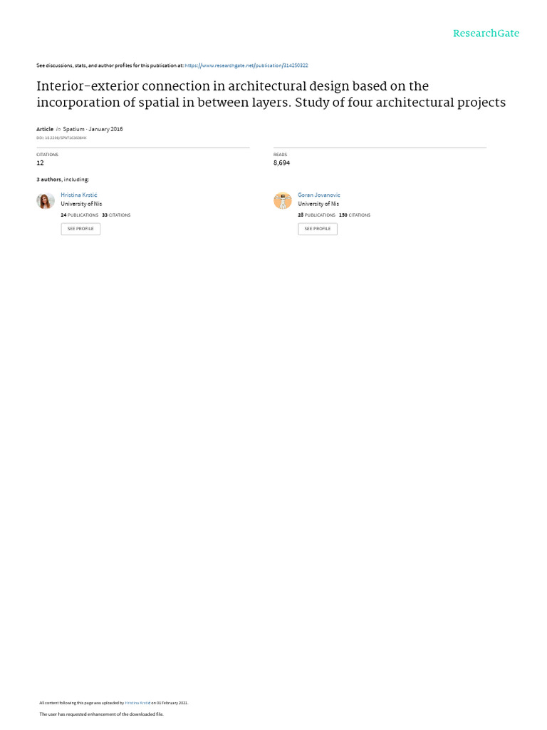 Interior-Exterior Connections in Design | PDF | Space | Nature